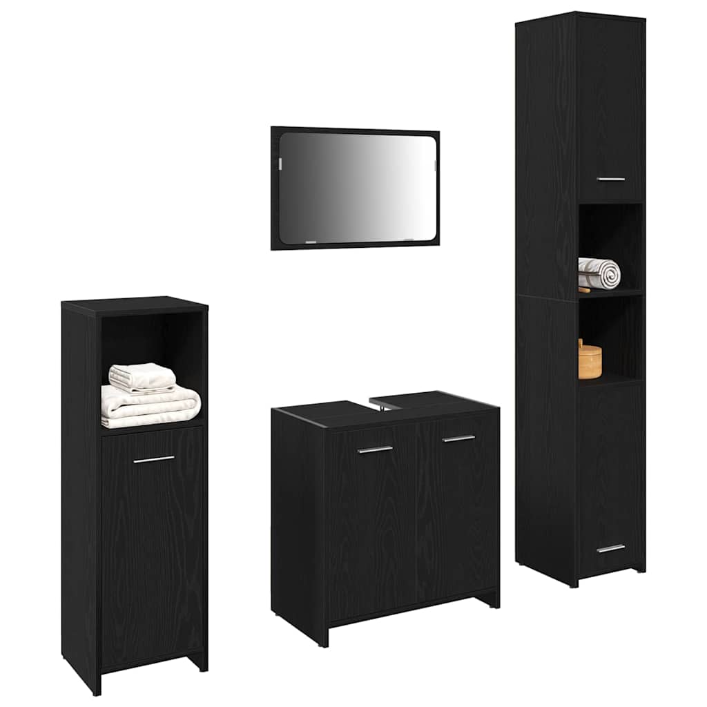 Bathroom Furniture Set 4 pcs Black Oak 30 x 30 x 183.5 cm